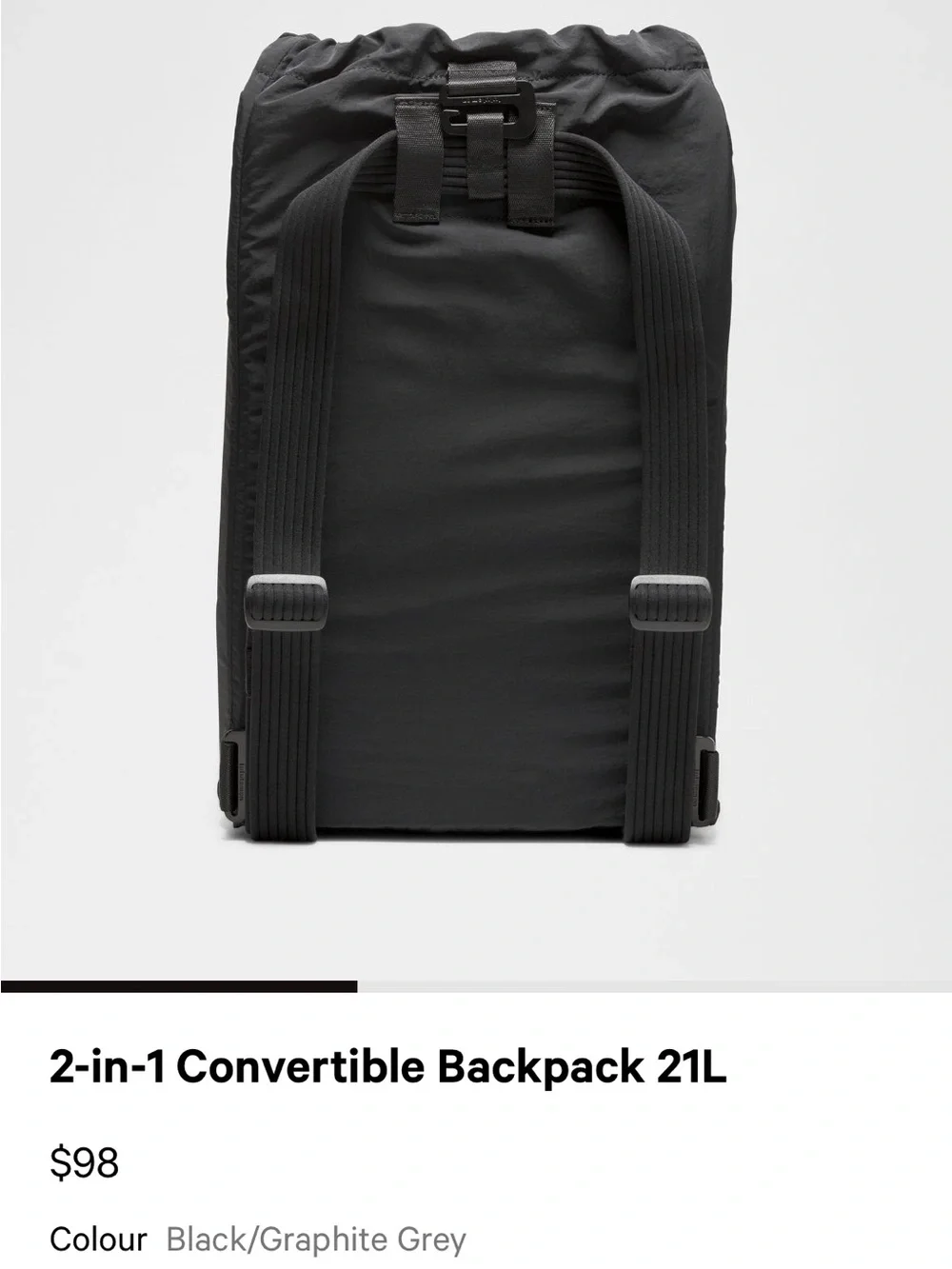 lululemon athletica Black 2-in-1 Convertible Backpack